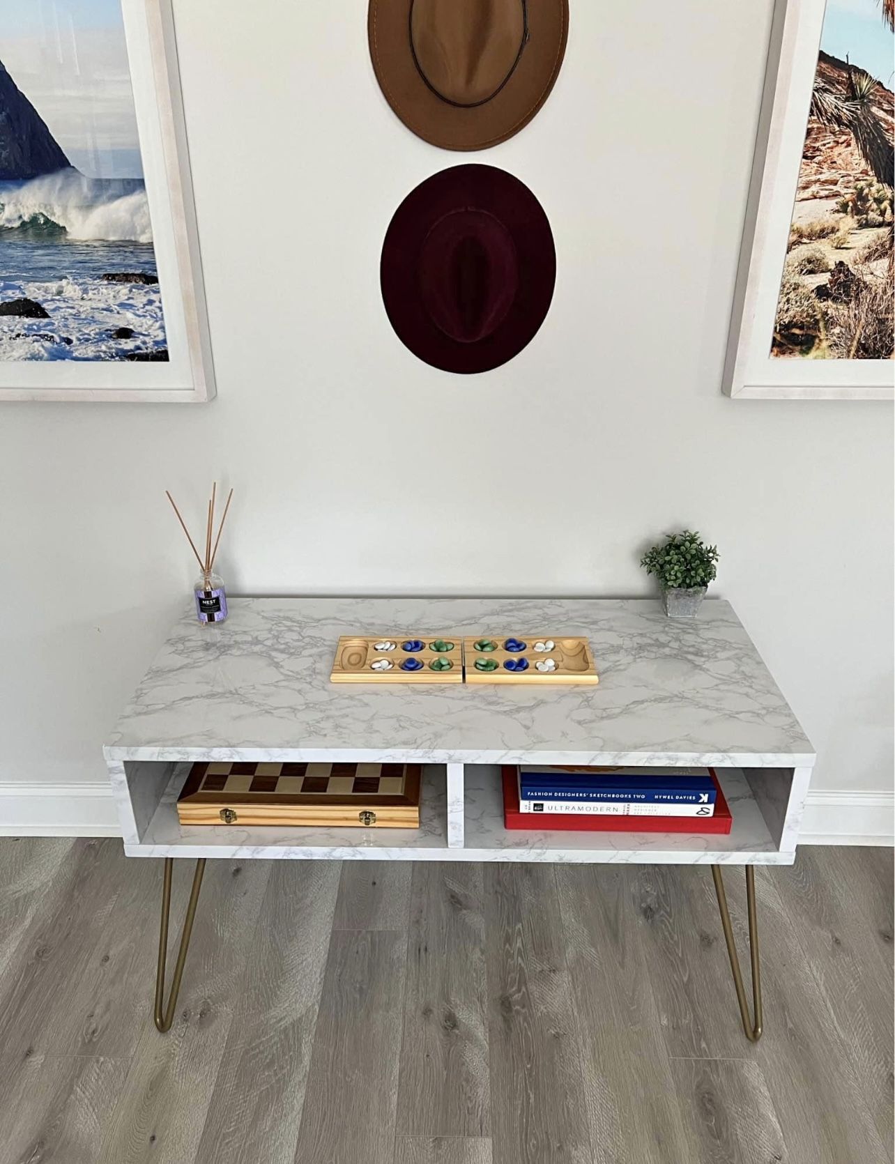 Marble Print Console Table