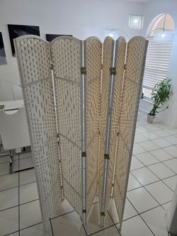 Pantalla de divisor de habitación tejida de 4 paneles
