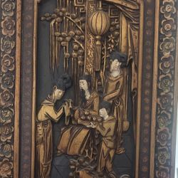 Chinese Art Deco Antique Mirror J.L. George.prop. In Wood Carved Mirror Handcraf