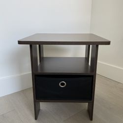 Dark Brown End Table Side Table Night Stand With Bin Drawer