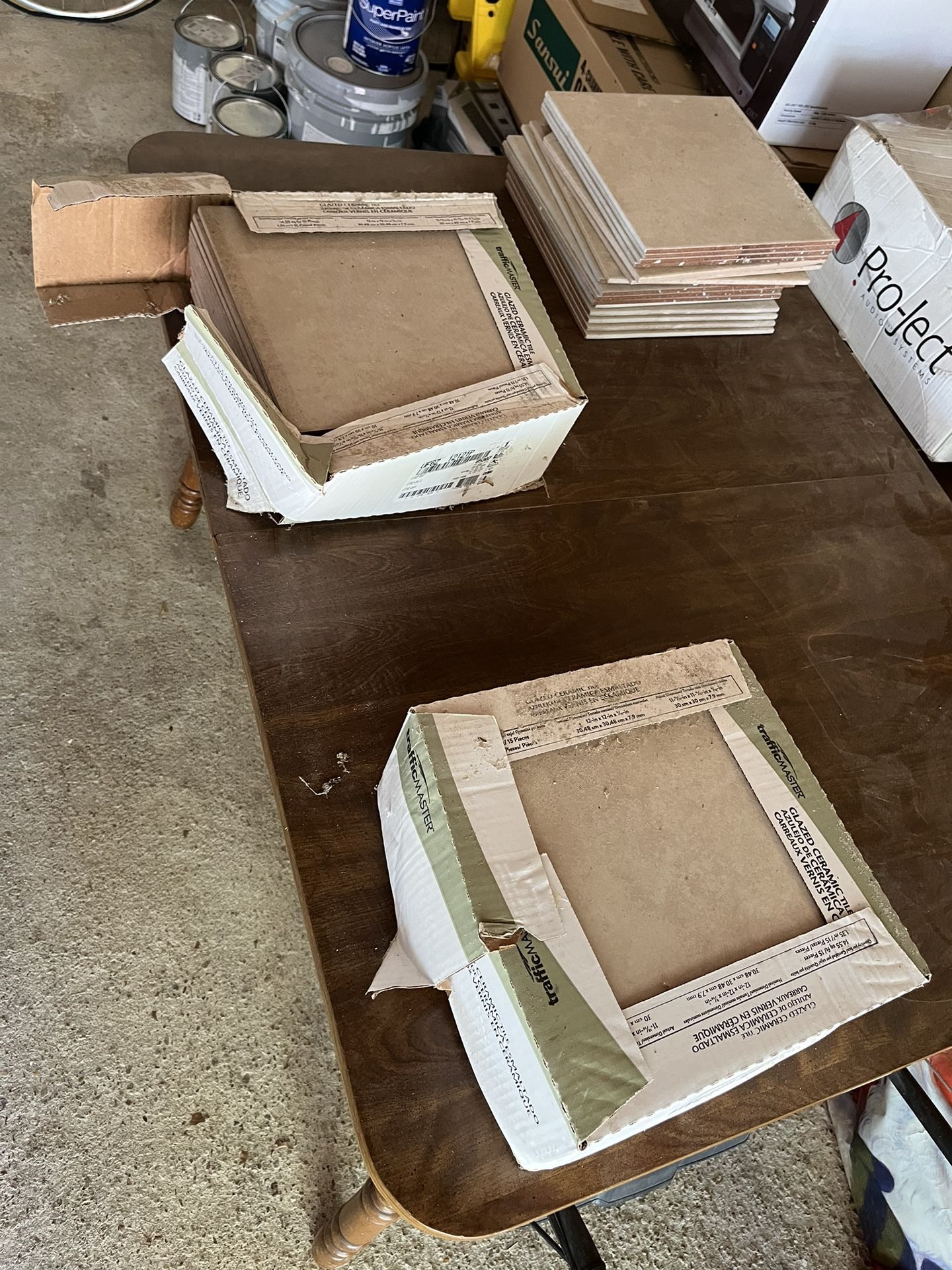 45 or So 12x12 TrafficMaster Glazed Ceramic Tile Beige & 3 12x24 StainMaster Harbor Gray Tiles