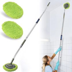 Wall Cleaner, Max 66'' Wall Mop with Long Handle, Ceiling Dust Mop with 15° Labor-Saving Elbow Extension Pole, Baseboard Duster Washer Scrubber, High 