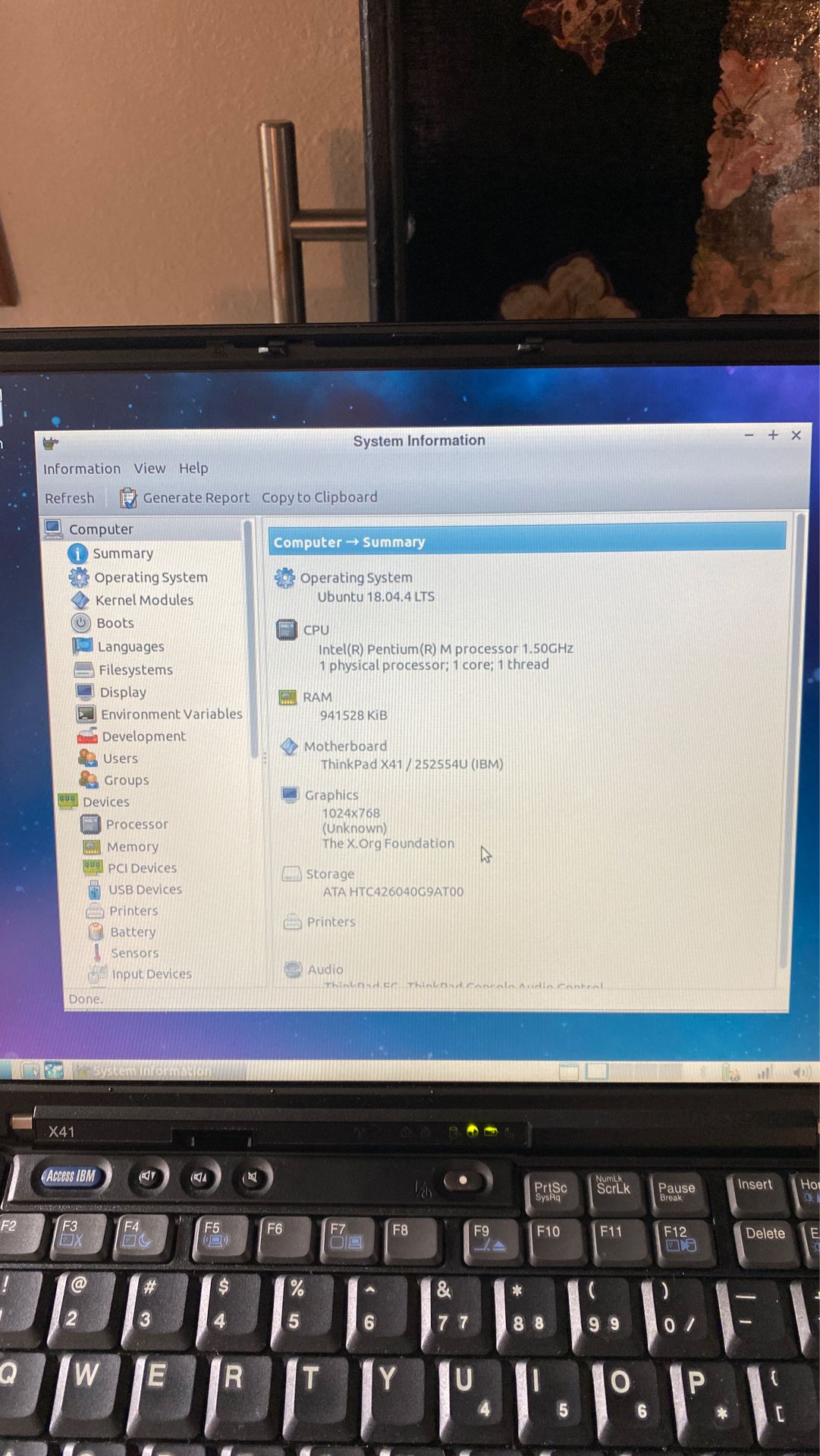 IBM X41 Notebook - Linux OS