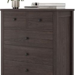 Senfot 5 Drawer Wood Dresser - Dark Brown