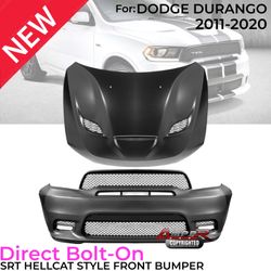 for 14-20 Dodge Durango Hellcat SRT Style Complete Front bumper +Aluminum Hood