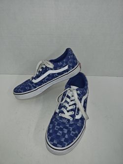 Vans Ward Low-Top Sneakers In Blue Grey Tints Geometric Pattern Youth Size 5