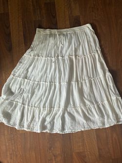 White Tiered Midi Skirt