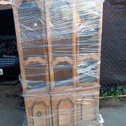 3 Doors- Glass Shelves Light Up Display Cabinet