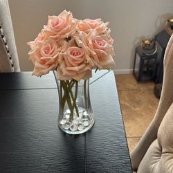 Fake Roses With Vase 