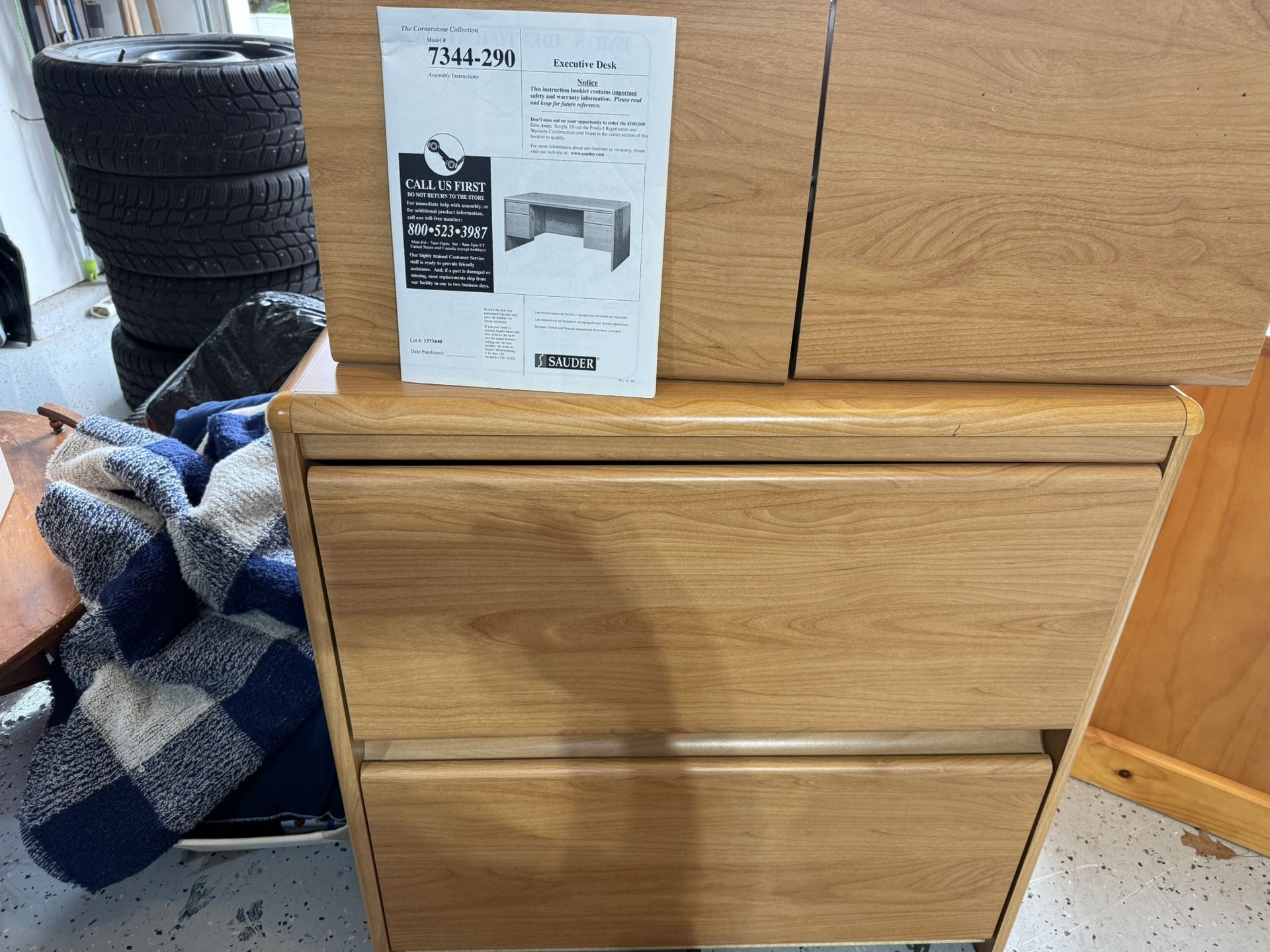 Sauder Executive Desk and matching two drawer file cabinet