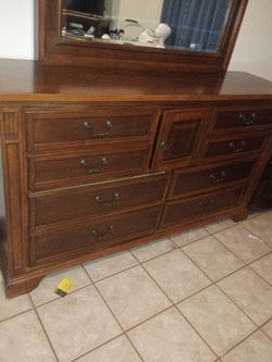 Wood Dresser with Mirror