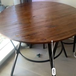 Antique Table With Matching Barstools 