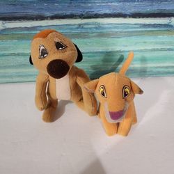 Vintage Disney Lion King Timon And Simba Plush Figures