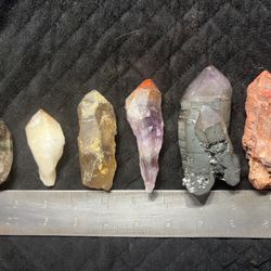 6 Quartz Points Lot – Garden, Unheated Citrine Root, Special Smoky, Auralite 23, Amethyst Black Druzy & Red Feather Lakes ✨ Collector Bundle