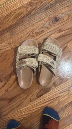Authentic Prada Fussbett Raffia Double Band Slide Sandal Natural