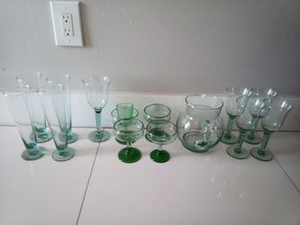 Green Glass Set