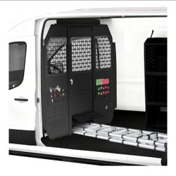 Cargo Van Partition for Ford Transit 150 250 350 Mid Roof 2015-2025, Black Hinged Center Door with Door Lock and Clear Acrylic Window,Heavy-Duty Steel