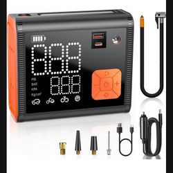 Tire Inflator Portable Air Compressor, 150 PSI Dual Cylinder 3X Faster Portable tire inflator, 28000mAh Dual Power Mode Portable Air Pump for Car Tire