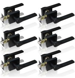 6 Pack Matte Black Door Knob, Interior Privacy Keyless Entry Door Lock