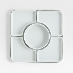 Crate & Barrel 6 Piece Ceramic Serving Set - White
