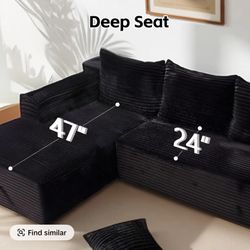 TikTok Shaped Boneless Sectional Cloud Couch Corduroy with Chaise No Assembly Required 