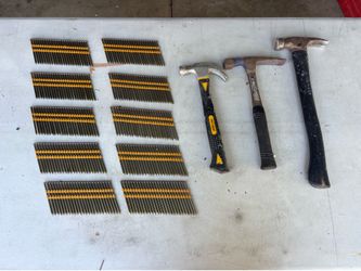 3 Framing Hammers + 10 Strips Collated Framing Nails