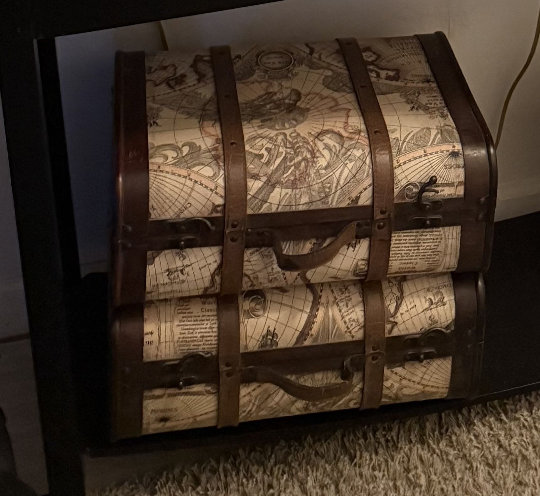 Two Wooden Travel Bags For Decor