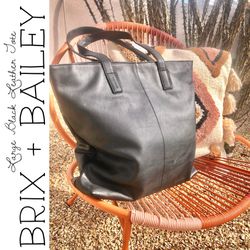 Brix + Bailey Large Black Leather Tote