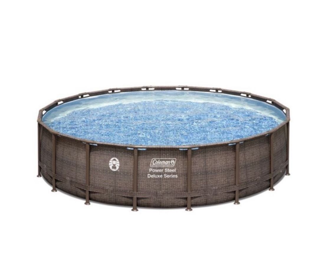Coleman Power Steel Frame 18’ x 48” Round Above Ground Pool Set band NEW Kick off the summer with an above ground pool in your backyard, ready to swi