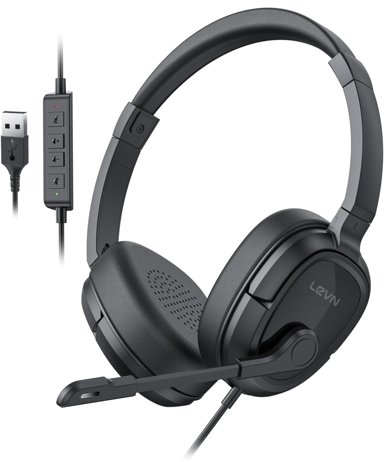 Headset with Mic, Computer Headset with Microphone, USB Headset with Microphone, Wired Headset for Work from Home/Office/Call Center with Noise Cancel