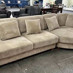 New 125’ Camel Corduroy Sectional Couch / Free Delivery 