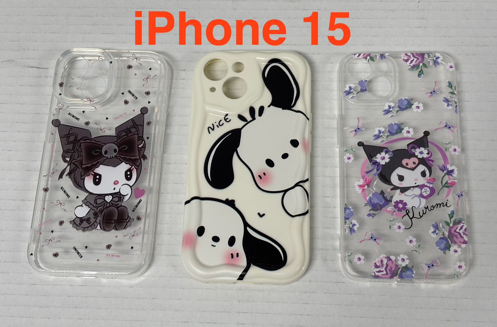 iPhone 15 Kuromi Themed, Cinnamoral Themed Cellphone Cases New 