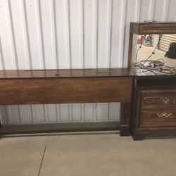 Oriental Queen/King Size Headboard With Matching Connecting Night Stands