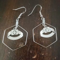 Silver geomtric nurse earrings