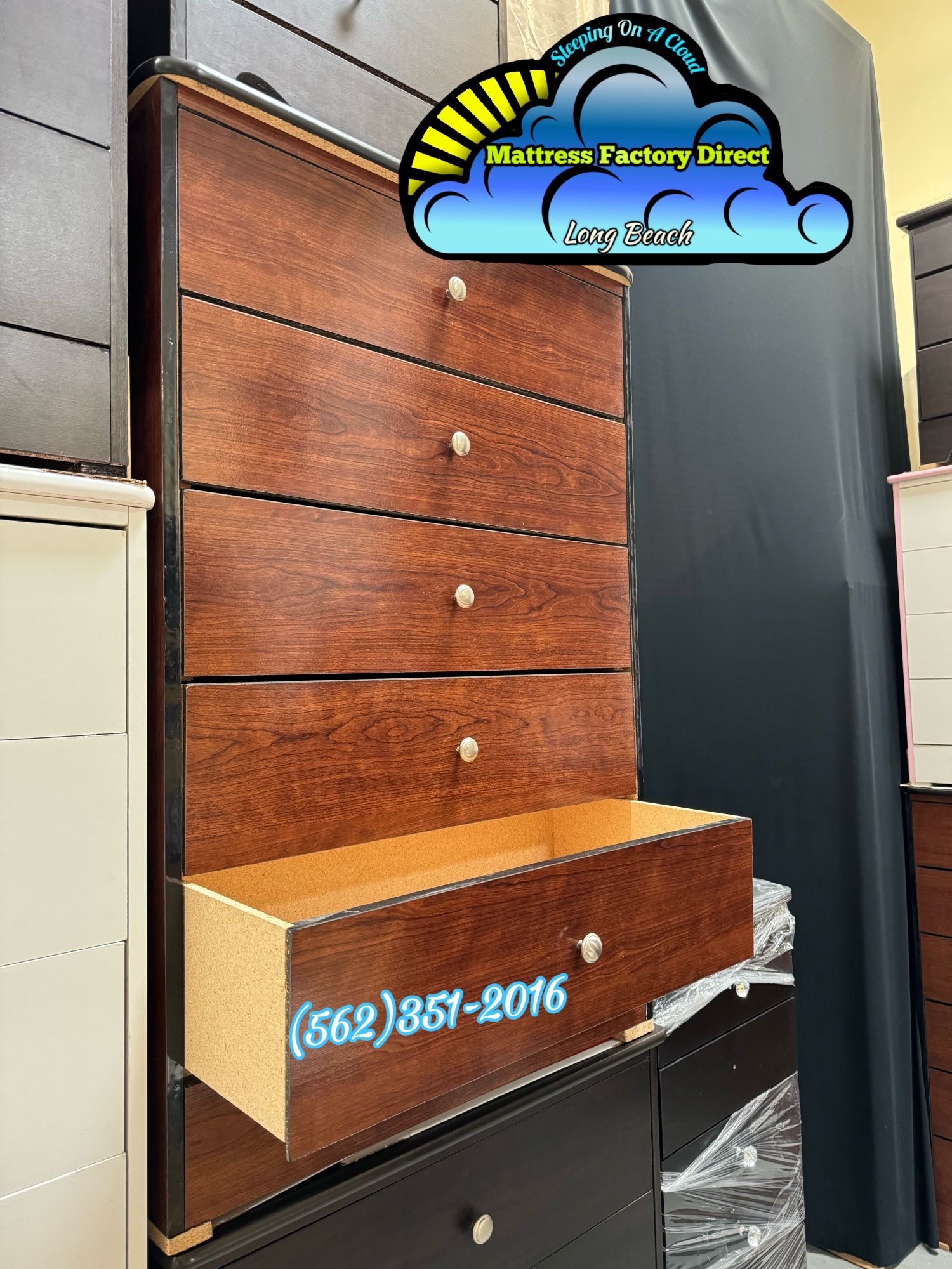 Five Drawer Cherry Compressed Dresser 