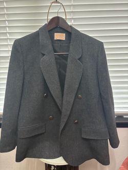 Vintage Pendleton Women’s Wool Blazer Size 10 Gray Double Breasted Made in USA