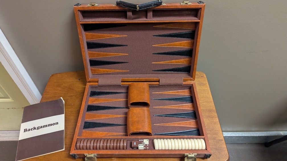Backgammon Set w/ Leather Carrying Case