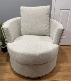 Swivel Accent Chair with Nailhead Trim