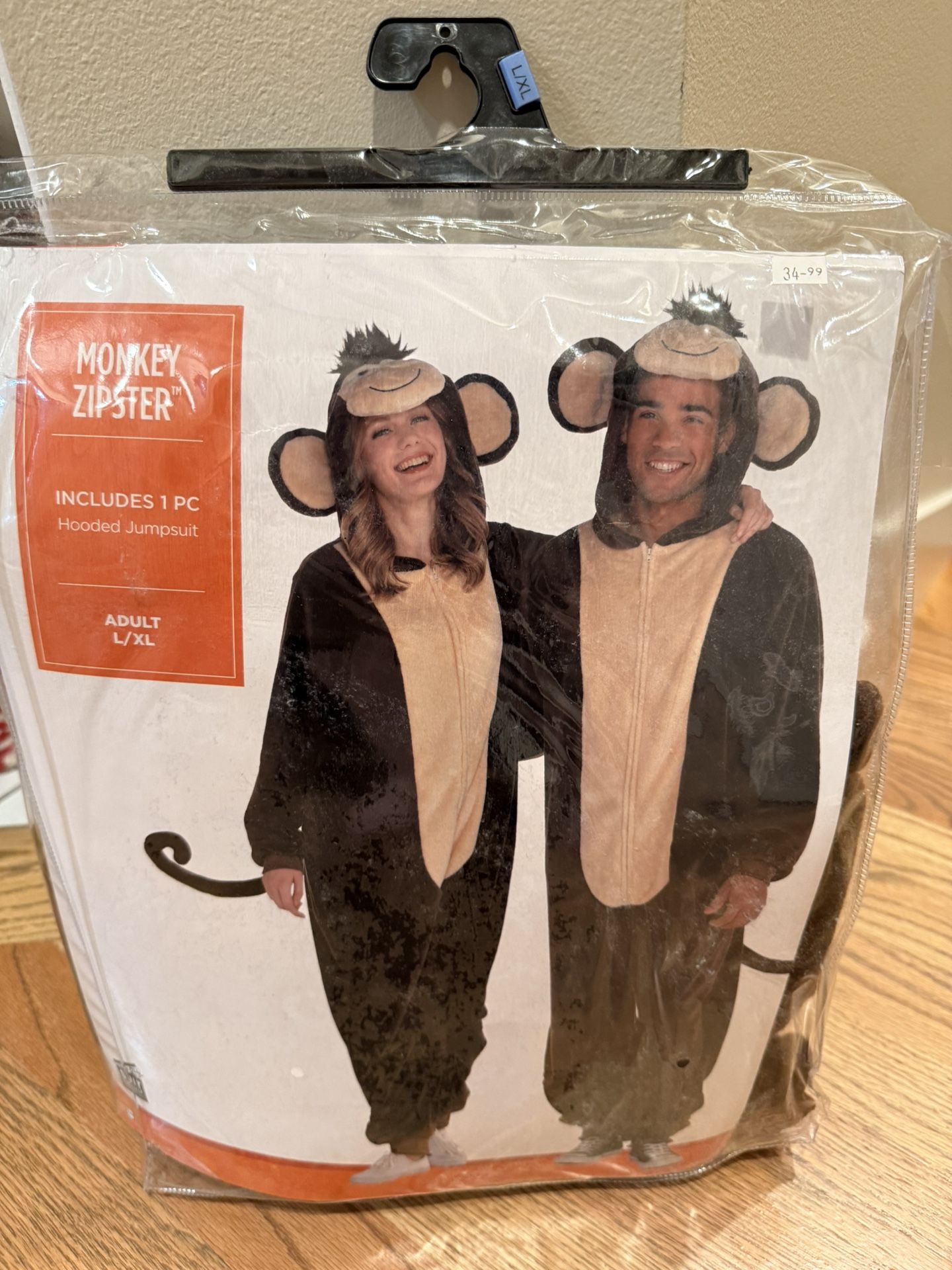 Monkey Zipster Adult Halloween Costume Size L/XL