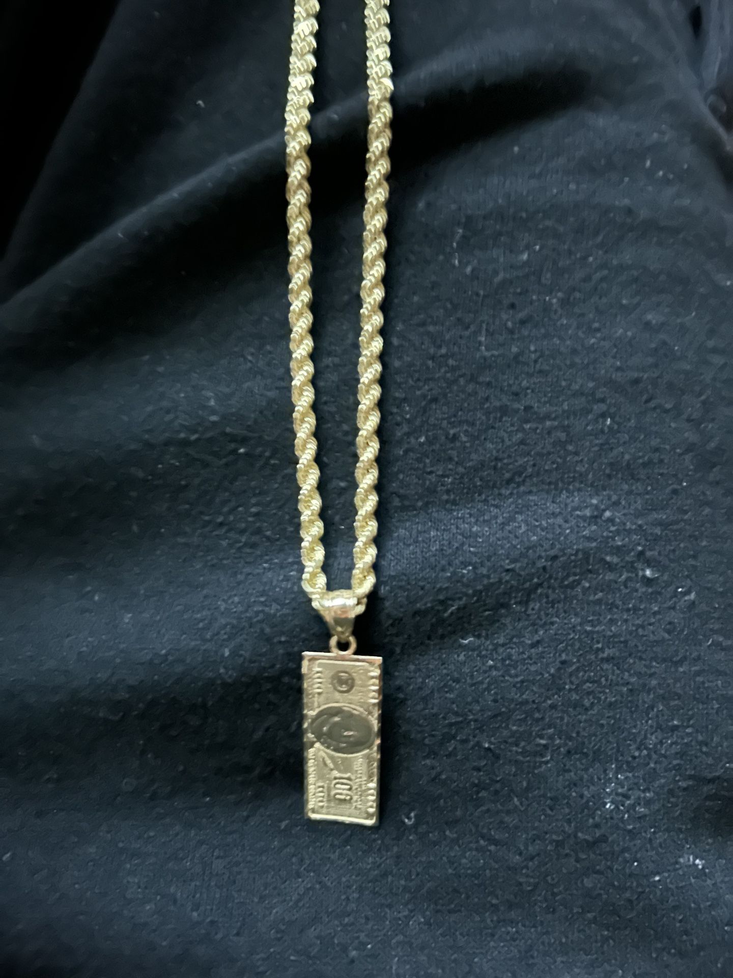 14k Solid Gold Chain W 10k Solid Gold pendant