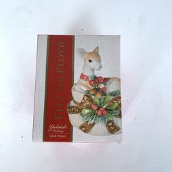 Christmas Decoration Fitz and Floyd Baby Deer Salt and Pepper Shakers