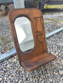 Vintage Oil Lamp Shelf with Mirror
