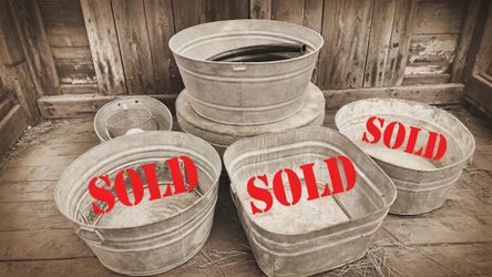 1930s Galvanized Antique Wash Buckets Big Size for Planters / Decor