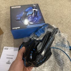 G9000 Stereo Gaming Headset for PS4 PC Xbox One PS5 Controller, Noise Cancelling Over Ear Headphones with Mic, LED Light, Bass Surround, Soft Memory E