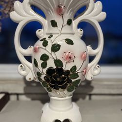 Decorative Vase with Hand Painted Flowers