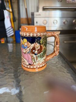 VINTAGE BEER STEIN GERMAN STYLE MUG JAPAN 4 3/4"  CERAMIC