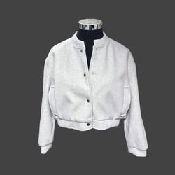 Zara Women’s Soft Cream Beige Short Bomber Jacket sz XL