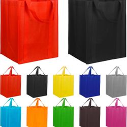 10 Pack Reusable Reinforced Handle Grocery Bags,Heavy Duty Reusable Shopping Bags for Groceries,Large Gift Bags with Handles,Plastic tote bags bulk，Th
