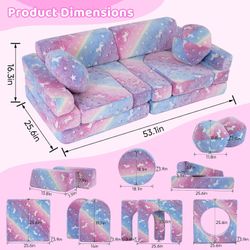 Kids Unicorn Modular Play Couch Set