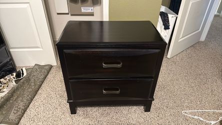 Dark Wood 2-Drawer Nightstand